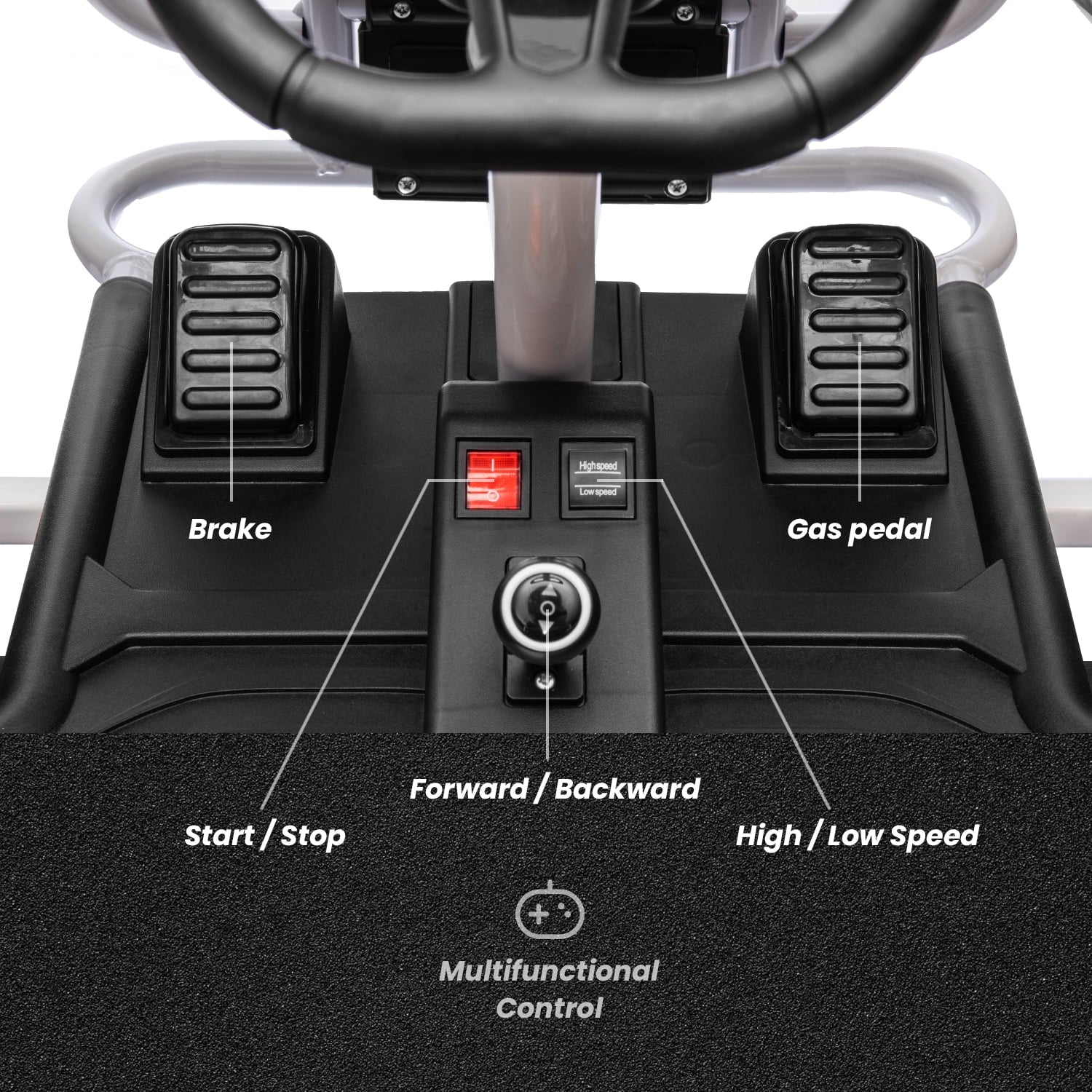 Track 7 24V Electric Go Kart, Racing Go Kart, Independent Electronic Brake Foot Pedal, Durable Full Steel Frame, 7 Mph Max Speed Electric Go Kart, 24V Outdoor Ride On Car for Kids Age 6+, Black