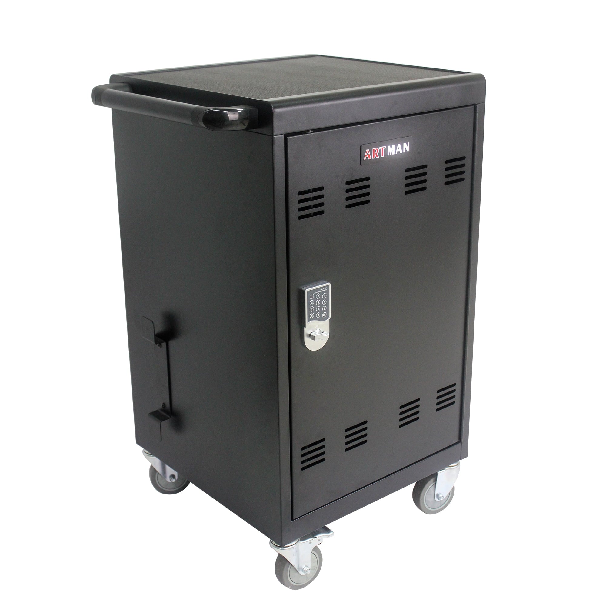 COOKCOK Mobile Charging Cart and Cabinet for Tablets Laptops 30-Device With Combination Lock, Black