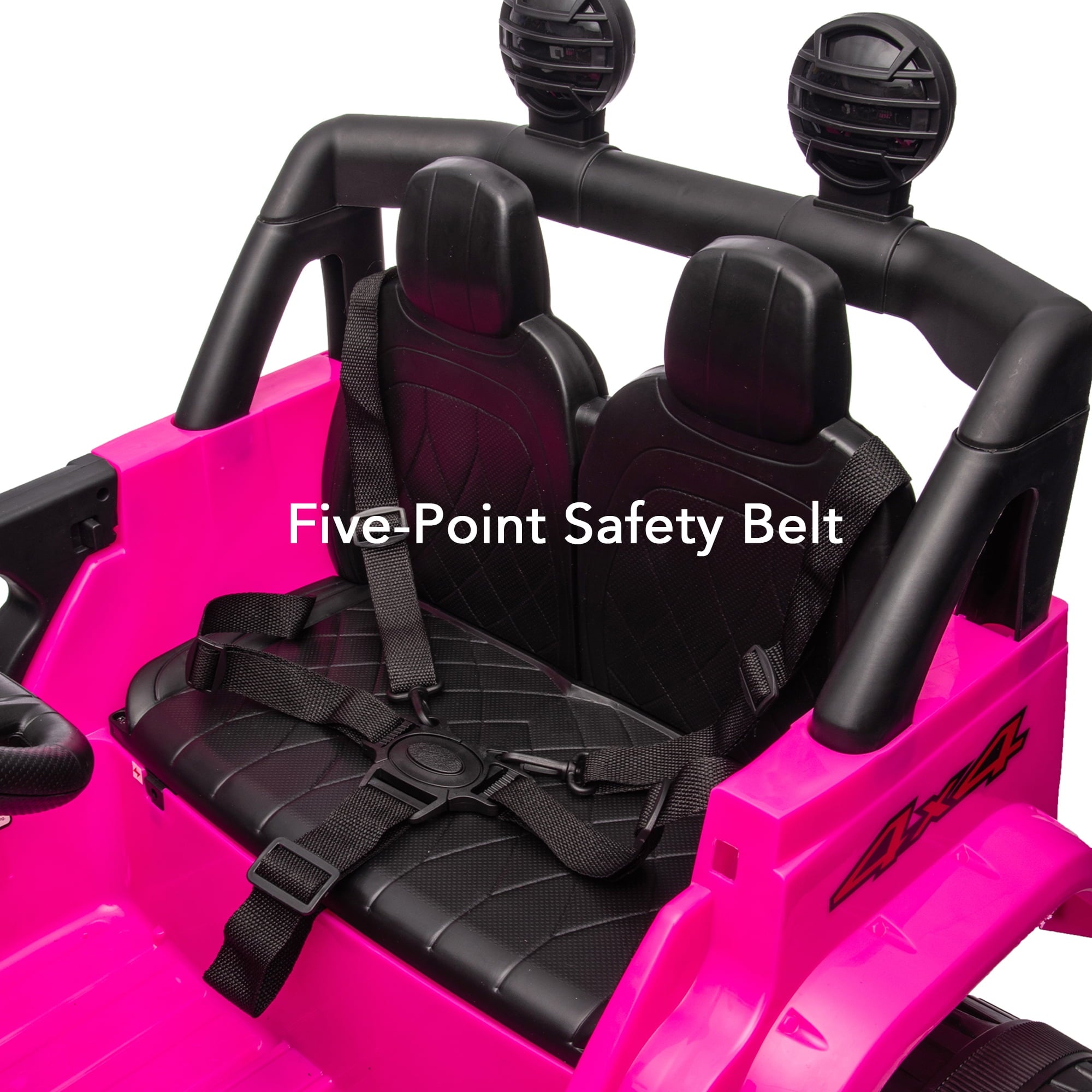 Track 7 Kids Ride on Truck, 12V Ride on Car with Remote Control, Kids Electric Car, Bluetooth, LED Lights, MP3, Pink