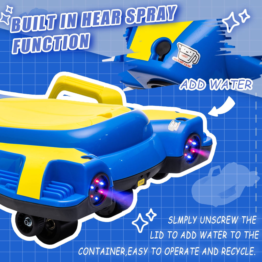 SUSIELADY 24V Ride on Electric Scooter with Helmet, Knee Pads, Glove, 200W Motor, 5.59 - 6.84 mph, Use for 1-2 hours, with Spray Function, Gravity Steering, Music for Child 6+