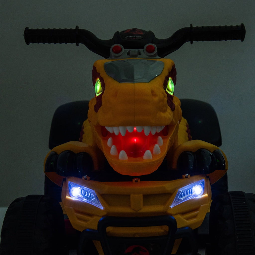 Track 7 12v Electric Ride-On Car, Dinosaur Shape Design, 2WD, Music, Bluetooth & Microphone, Indoor& Outdoor Ride-On Toy for Boys Girls Age 2-5, Yellow
