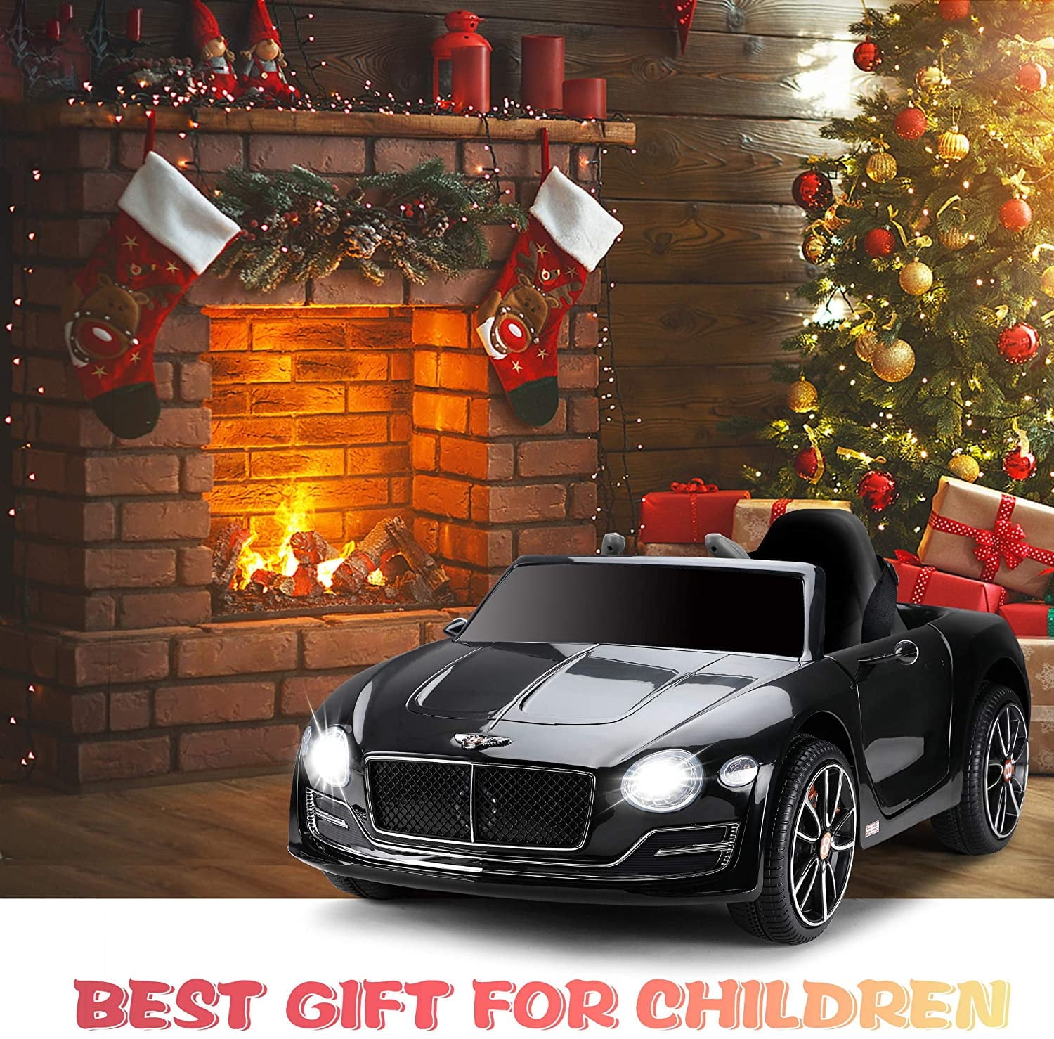 LISUEYNE Official Licensed Bentley Ride on Car, 12V Electric Car for Boys Girls Age 3+, Ride on Car w/Remote Control, Music, Black