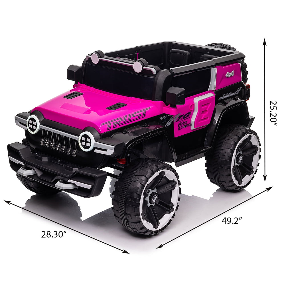 Track 7 12V Kids Ride On Car, Kids Electric Truck with Remote Control, Spring Suspension, Safety Lock, LED Light, Music & Horn, for Boys Girls, Pink