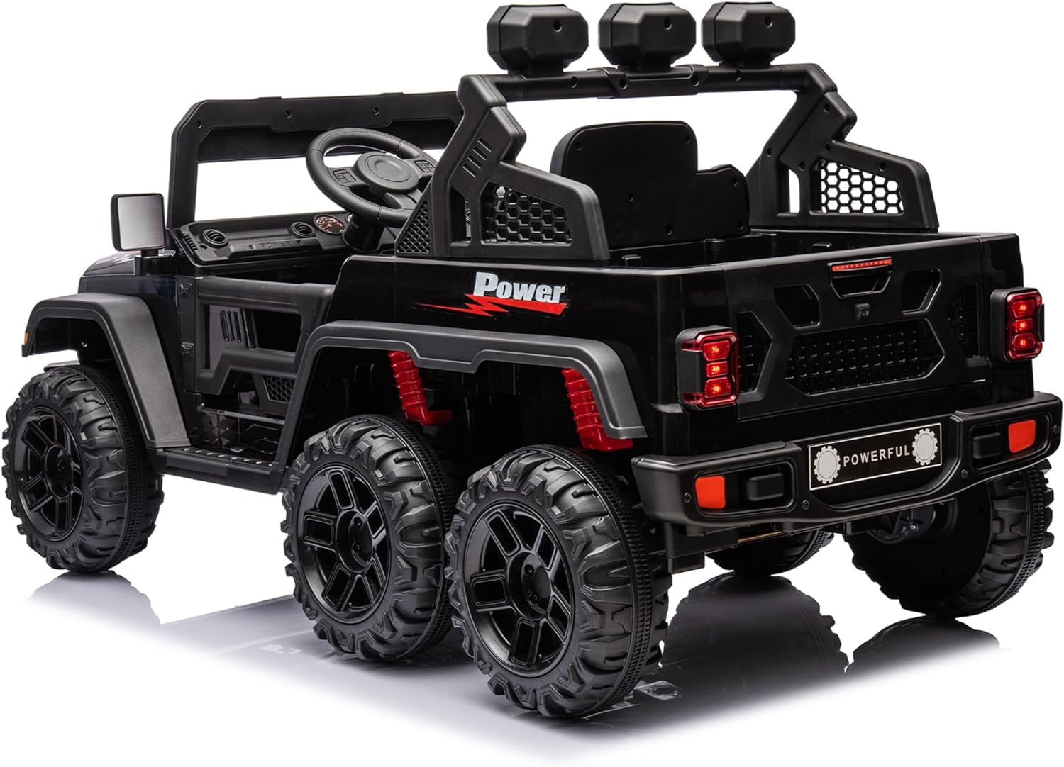 SUSIELADY 24V Ride On Pickup Truck for Kids, 6-Wheels, 4WD Ride on car, with Remote Control, Bluetooth, Rear Storage Box, LED Lights