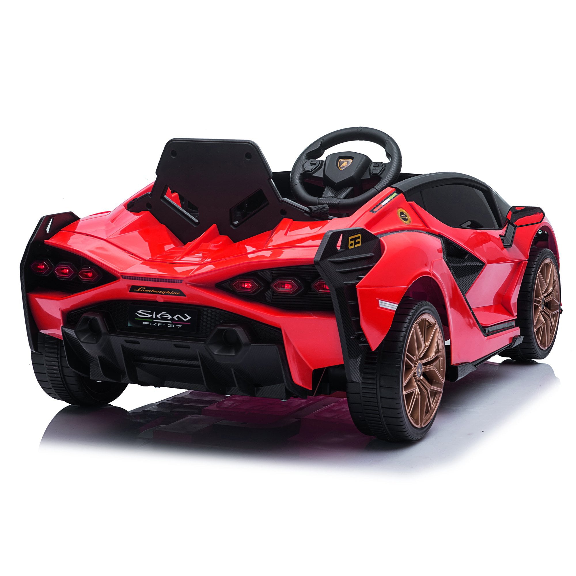 LISUEYNE Kids Ride on Car, 12V Lamborghini Sian Electric Car for Boys Girls, Remote Control, Red
