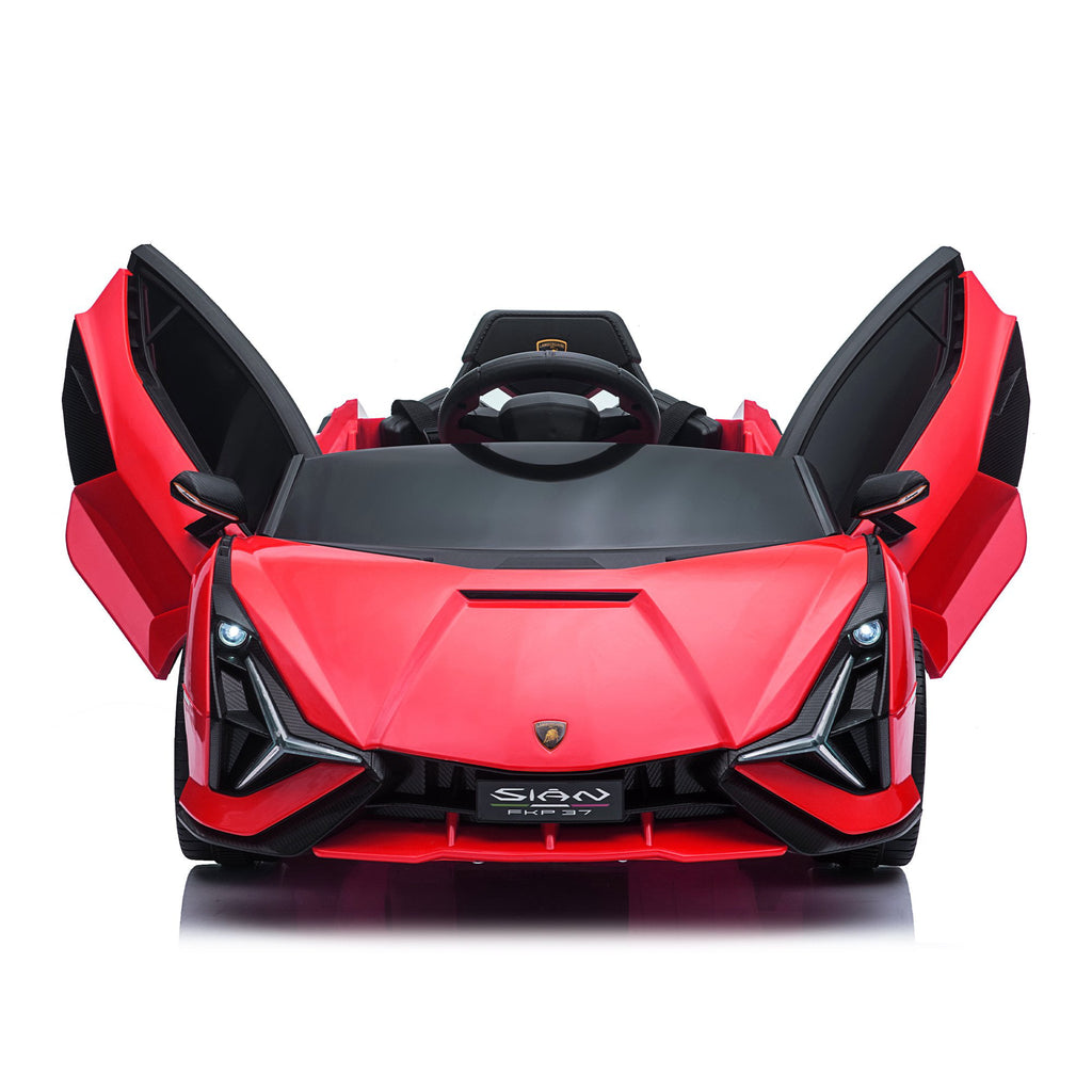 LISUEYNE Kids Ride on Car, 12V Lamborghini Sian Electric Car for Boys Girls, Remote Control, Red