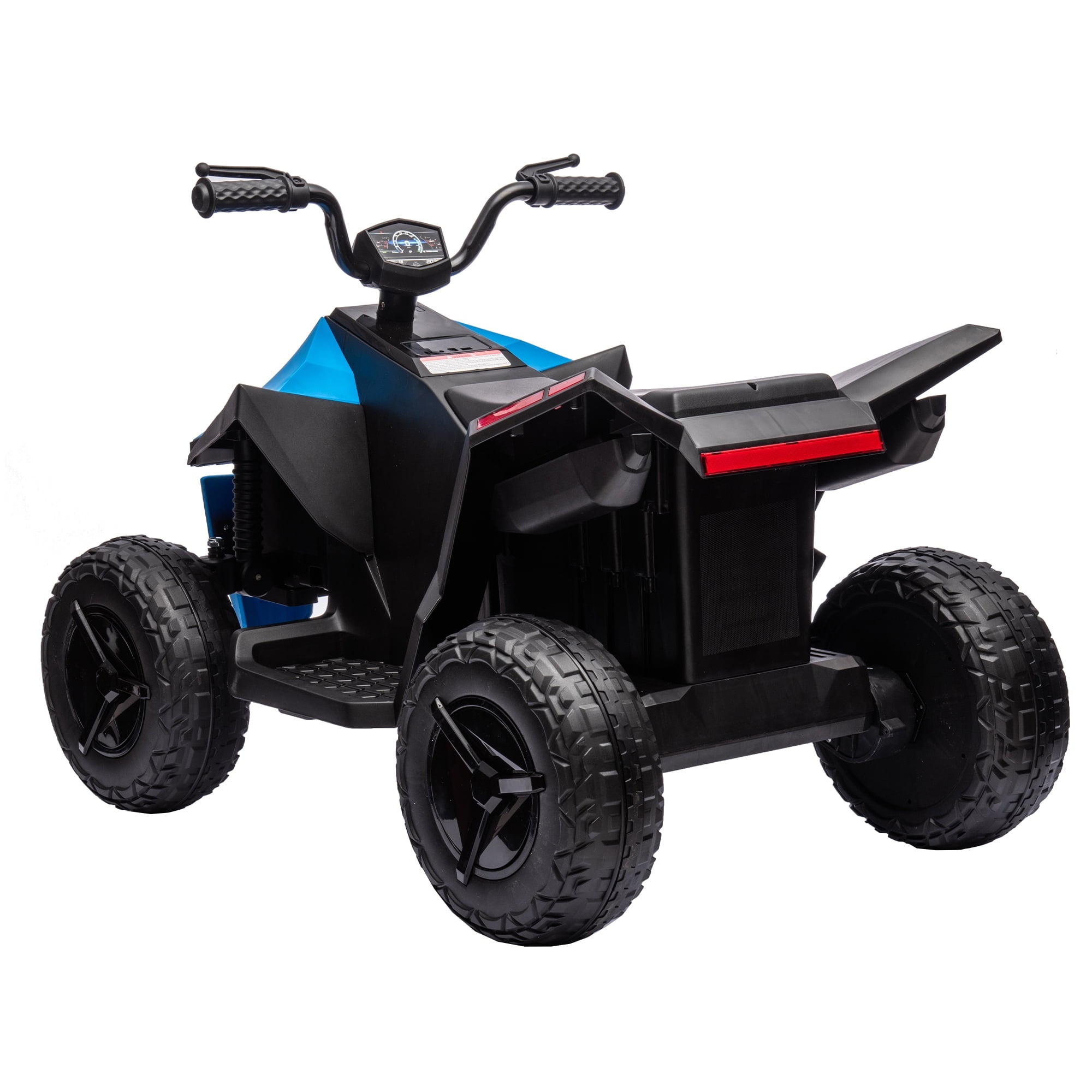 Track 7 12V Kids Ride on ATV, Touch Screen Integrated, Music, Nursery Rhymes, Music, 4 Wheeler Quad, Age 3+, Blue