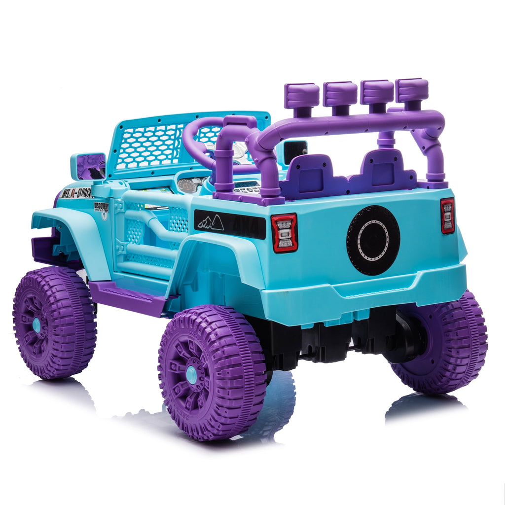 Track 7 24V Ride on Car Truck, Battery Powered Ride on Car with Remote Control,  400W Electric Vehicle w/3 Speeds, Bluetooth, Music Player for Boys Girls Aged 3+, Blue
