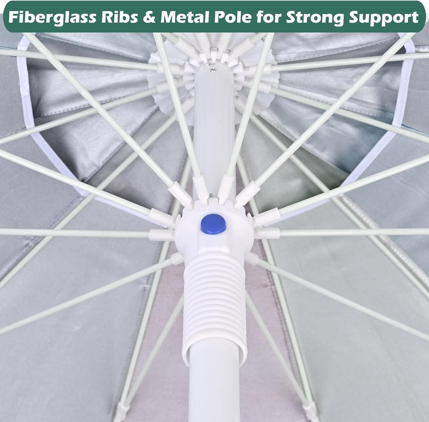 COOKCOK  Beach Umbrella, Patio Sunshade Umbrella with Sand Anchor & Tilt Mechanism, Air-Vent Design, Portable Sun Shelter Suitable for Seaside, Backyard, Poolside