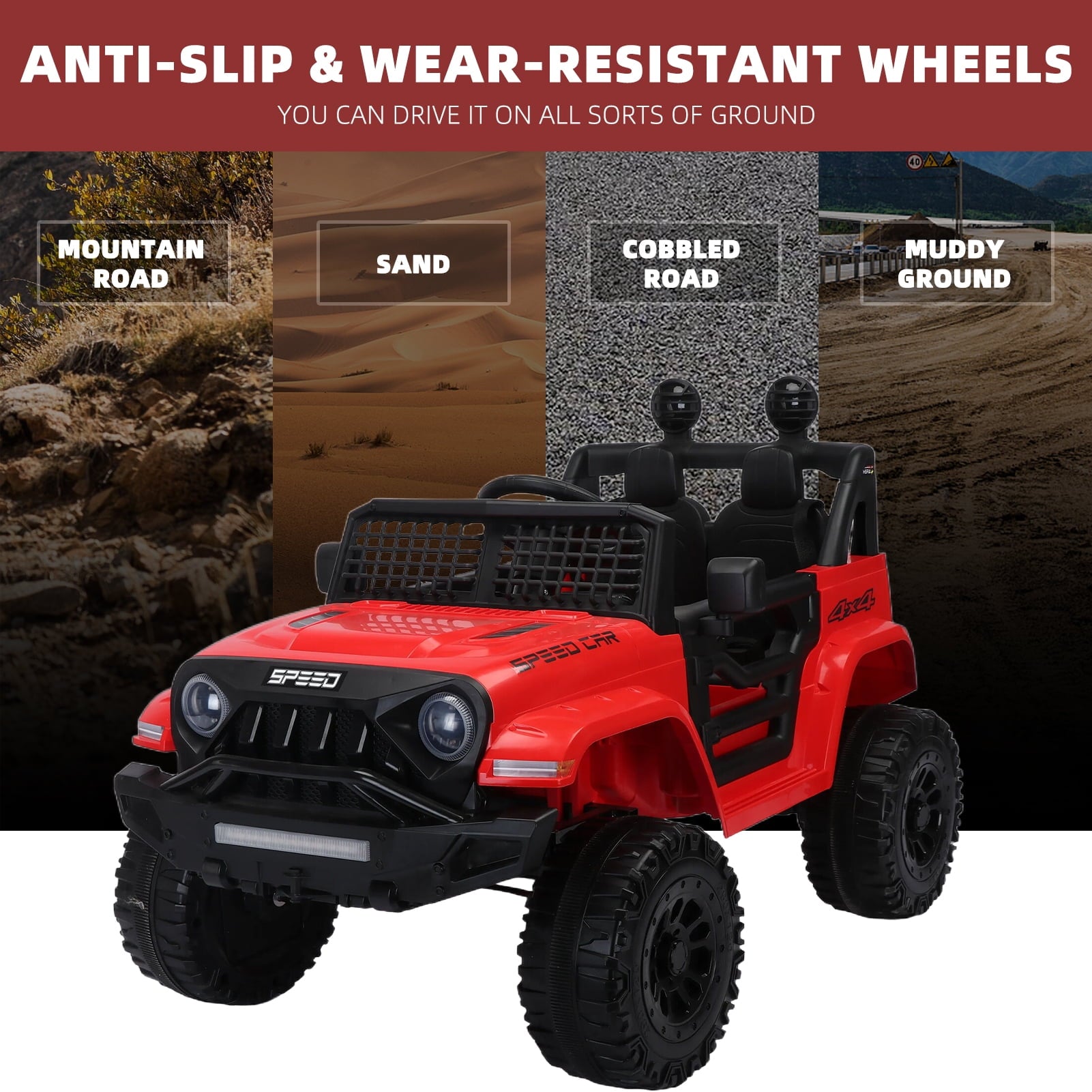SUSIELADY 12V Kids Ride on Truck, Ride on Car with Remote Control, 3 speed adjustable, Power display, USB, MP3, Bluetooth, LED light, Three-point safety belt