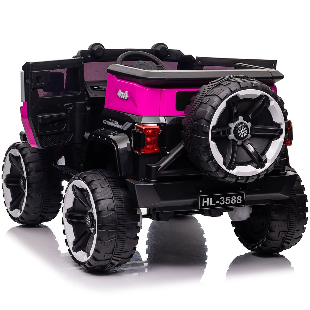 Track 7 12V Kids Ride On Car, Kids Electric Truck with Remote Control, Spring Suspension, Safety Lock, LED Light, Music & Horn, for Boys Girls, Pink