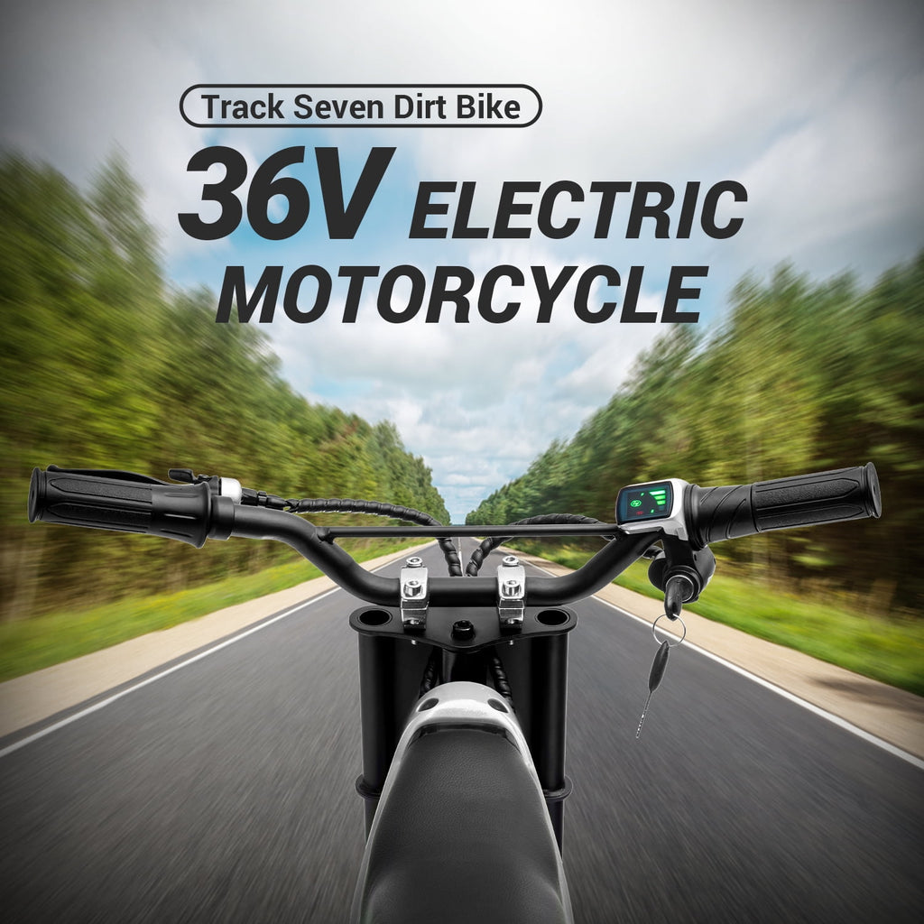 Track 7 36V Electric Dirt Bike, 350W Ride on Motorcycle with Twist Grip Throttle, Hand-Operated Dual Brakes, for Age 8-12, White