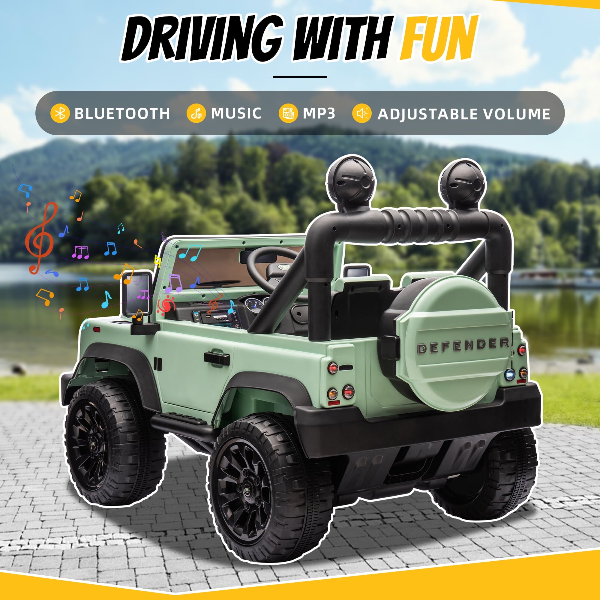 SUSIELADY 24V Kids Ride on Car, Licensed Land Rover Defender Volta 5008, with 17" Width Seat, Remote Control, Bluetooth, MP3, Music, for Kids Aged 3+