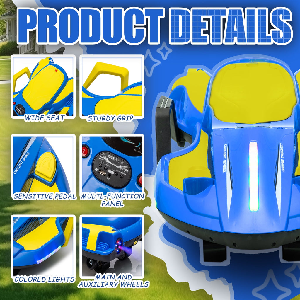 SUSIELADY 24V Ride on Electric Scooter with Helmet, Knee Pads, Glove, 200W Motor, 5.59 - 6.84 mph, Use for 1-2 hours, with Spray Function, Gravity Steering, Music for Child 6+