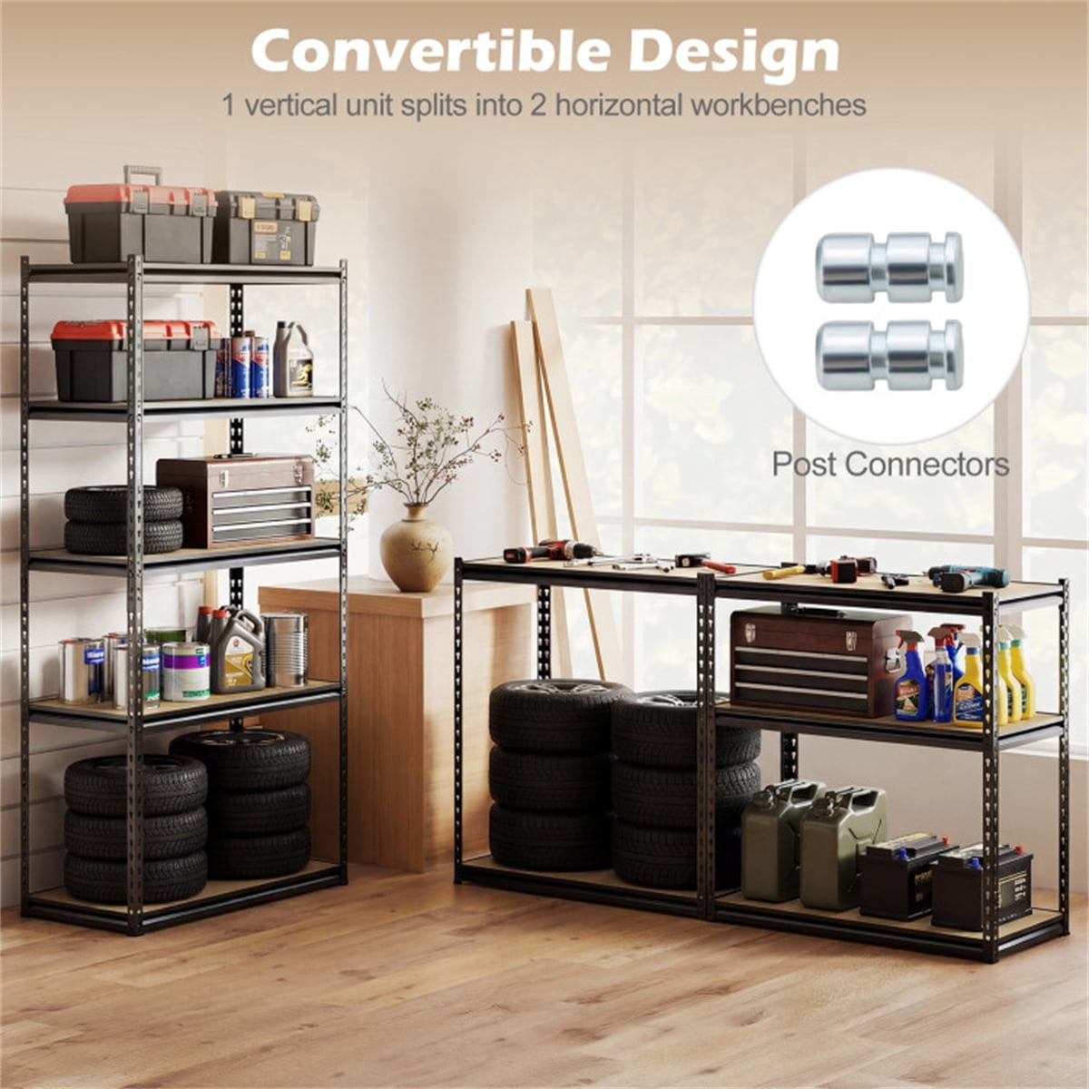 COOKCOK Storage Shelving Unit, 5-Tier Adjustable Storage Shelves, 36" L x 18" W x 72" H Heavy Duty Garage Storage Shelves, Metal Shelves for Kitchen Pantry Basement Bathroom Laundry, Black