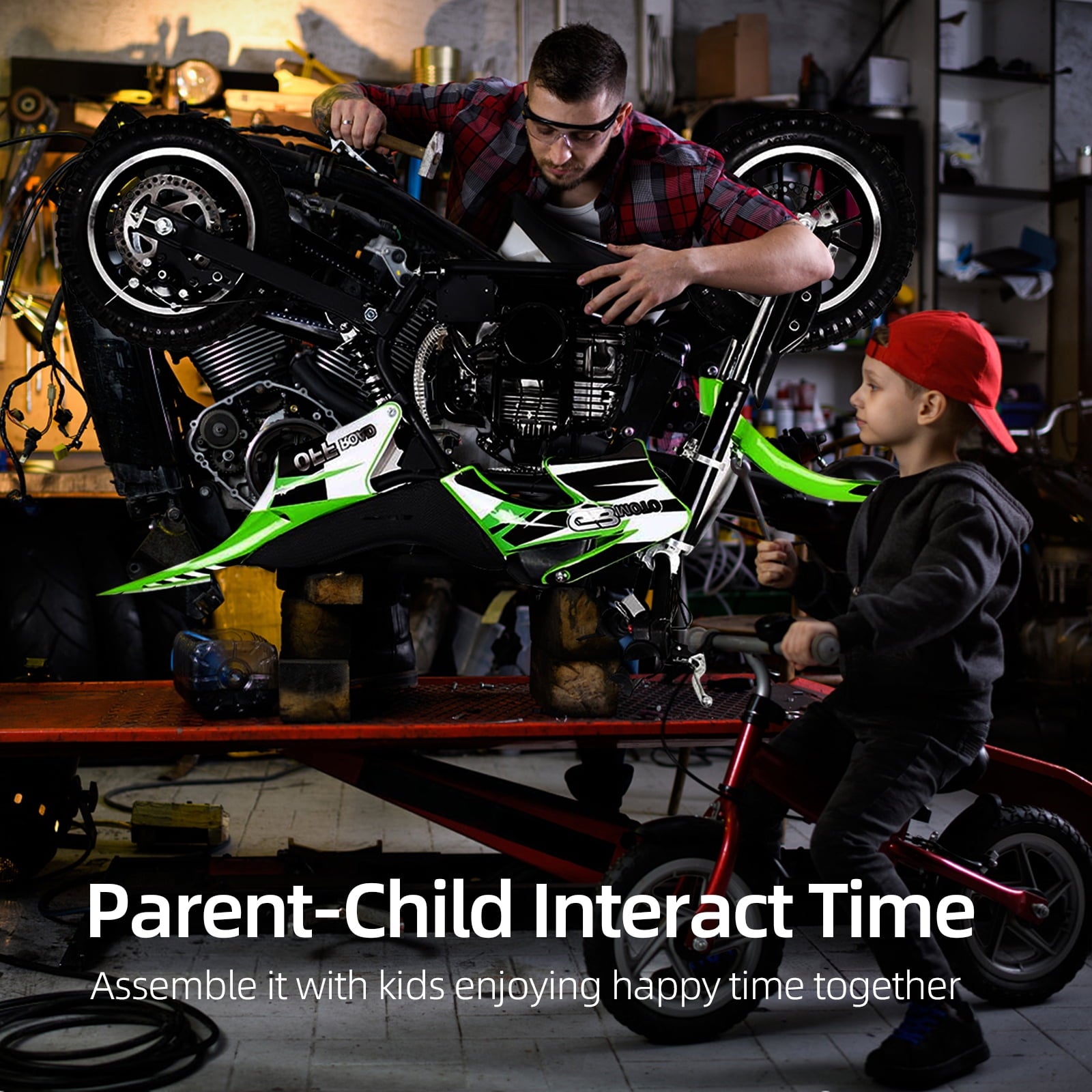 Track 7 49CC 2-Stroke Kids Dirt Bike, Off Road Gas Motorcycle, Up to 20Mph, Gas Dirt Bike w/Rear Suspension, Pull Start, Front & Rear Disc Brake, Green