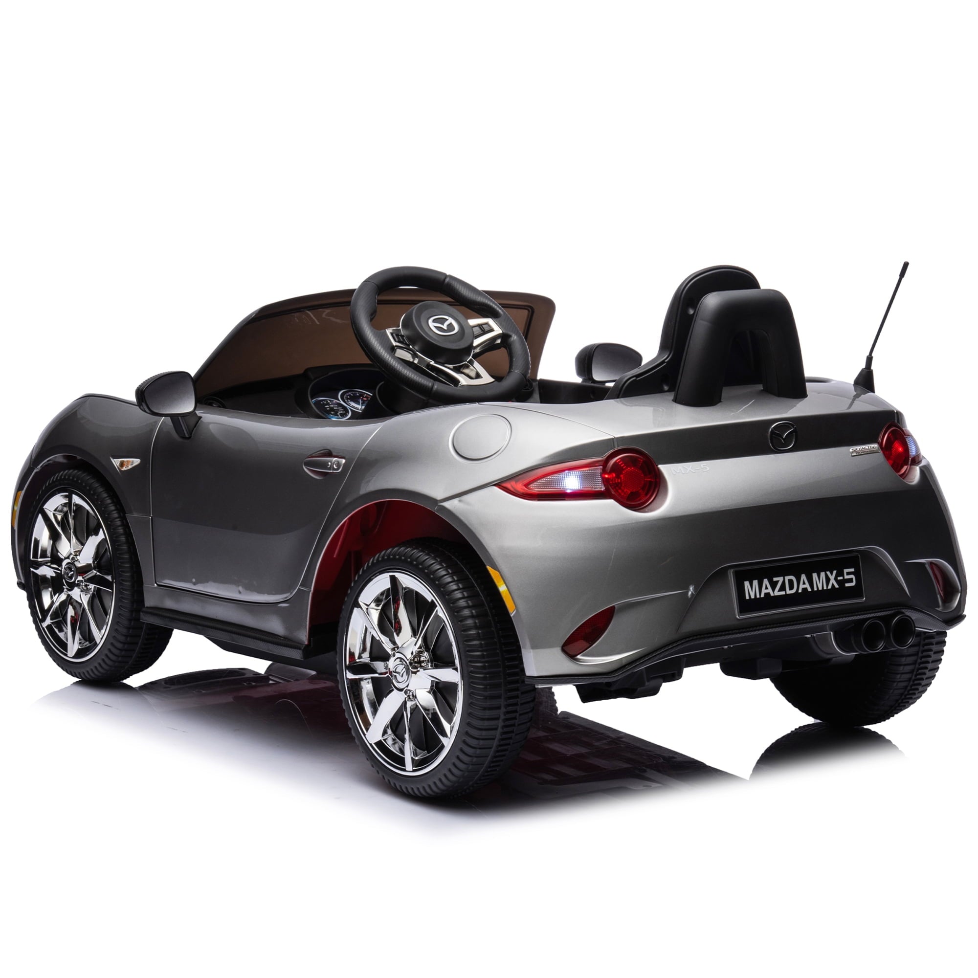 LISUEYNE 12V Kids Ride on Car w/Remote Control, Licensed MAZDA MX-5RF Electric Car for Boys Girls Age 3+, Rocking Car, Music, Grey