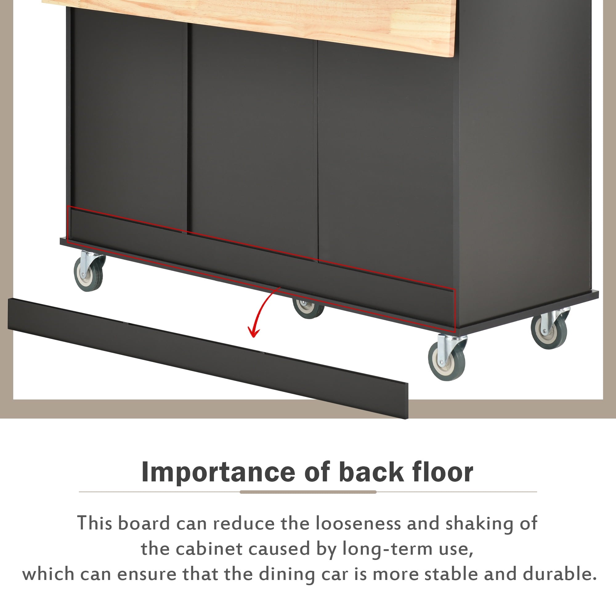 COOKCOK Mobile Kitchen Island Cart, Kitchen Cart with Wood Top and Drop Leaf Breakfast Bar, Rolling 52.7" Mobile Kitchen Island with Storage and Towel Rack, Drawers, Black