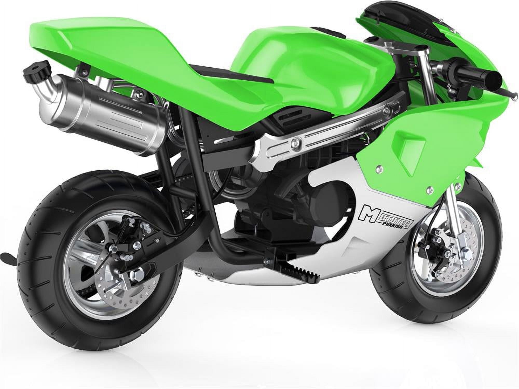 Track 7 49CC 2-Stroke Mini Dirt Bike for Kids, Mini Gas Pocket Bike with Dual Brake, Racing Dirt Motorcycle Max Speed 20 Mph, Max Weight 170lbs, 1.25L Tank, Green