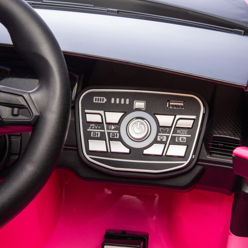 Track 7 24V Kids Ride on Car, Licensed Lamborghini STO Electric Car,2 Seats, 360° Spin, Speeds 1.86-5.59 MPH, LED Lights & Dynamic Music, Foam Wheels & Drift Mode for Ages 3-8, Pink