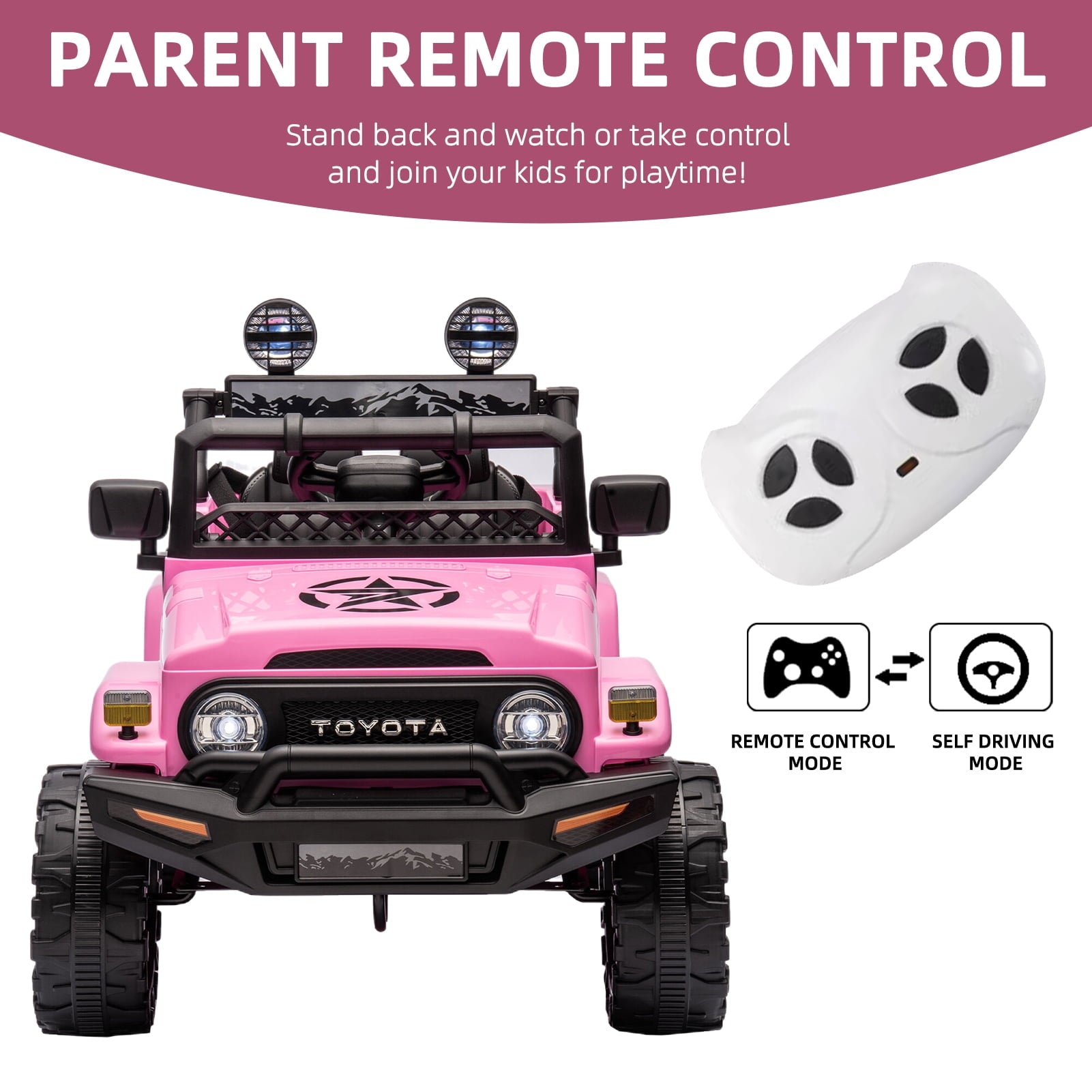 SUSIELADY Kids Ride on Truck, 12V Licensed Toyota FJ Cruiser Electric Car, with Remote Control, 3 speed adjustable, Power display, Bluetooth, LED light, for Kids Age 3+