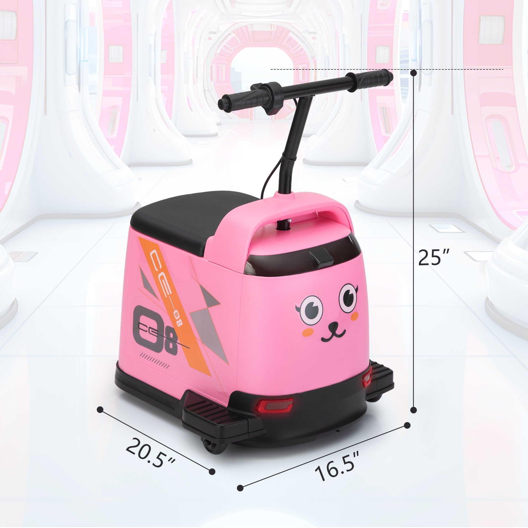 Track 7 12V Ride on Car, Kids Ride on Box, Electric Box Car with High-Low Speeds, Variable Speed Throttle, MP3, USB, Storage, Max Speed 5mph, Pink