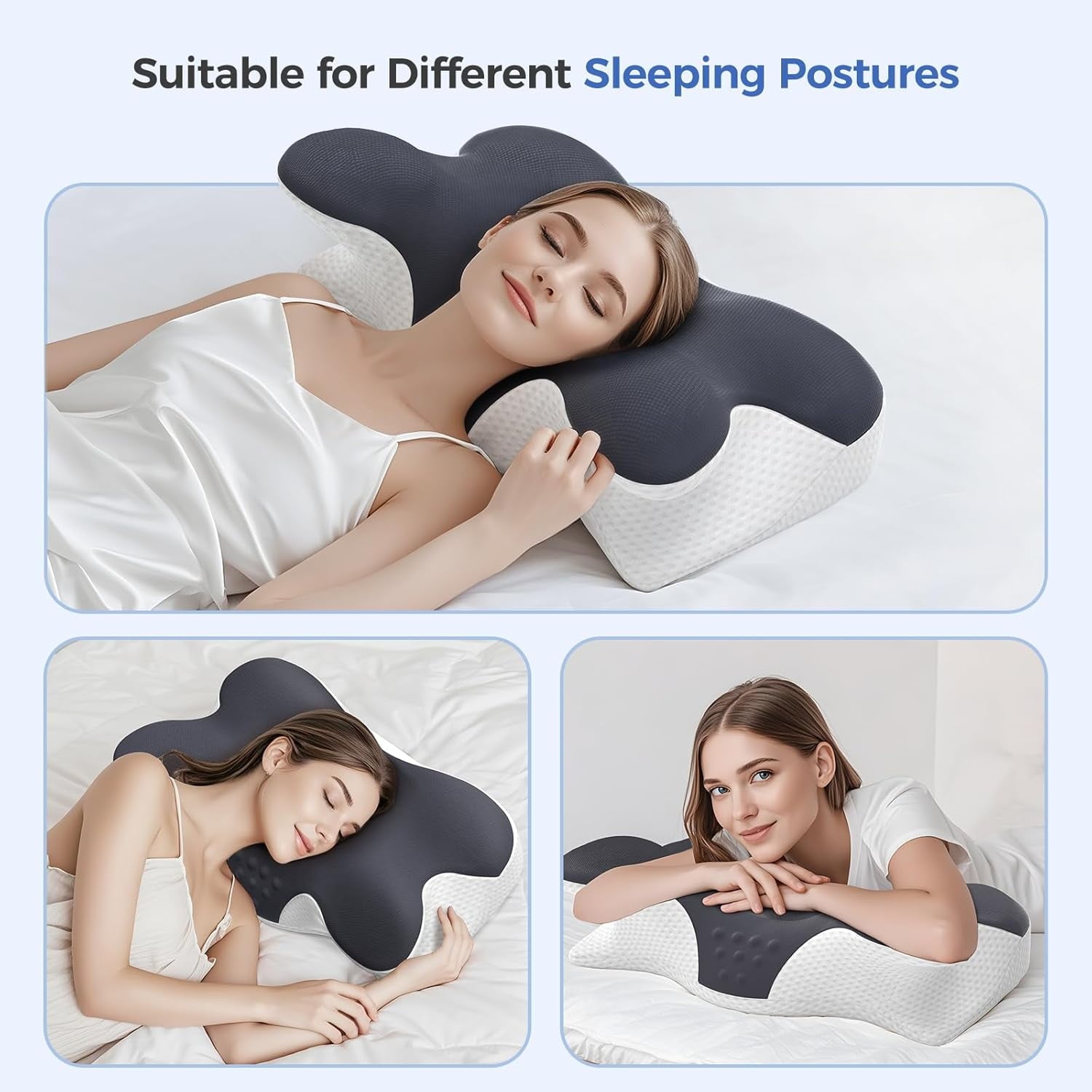 COOKCOK Cervical Neck Pillow for Neck Pain Relief,Side Sleeper Pillow for Sleeping,Memory Foam Neck Support Ergonomic Pillow for Back Stomach Sleepers