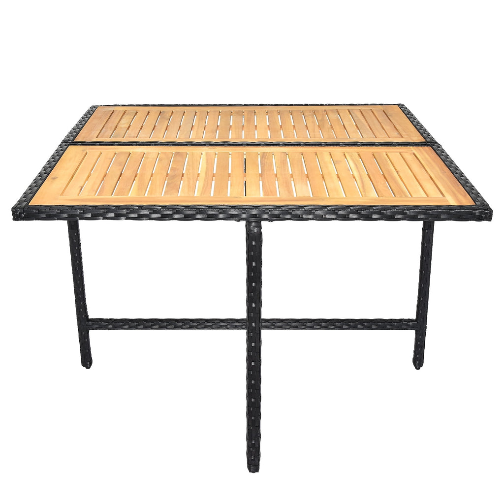 COOKCOK  Patio Dining Table Set, 9 Piece Outdoor Furniture Sets, Black Wicker Rattan Dining Table and Chairs Set, Patio Conversation Set with Cushions for Garden & Backyard, Beige