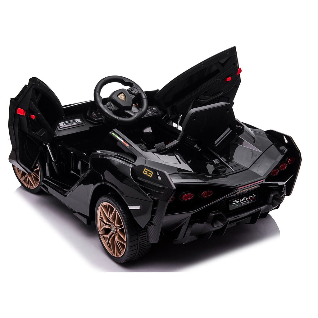 LISUEYNE Kids Ride on Car, 12V Lamborghini Sian Electric Car for Boys Girls, Remote Control, Black