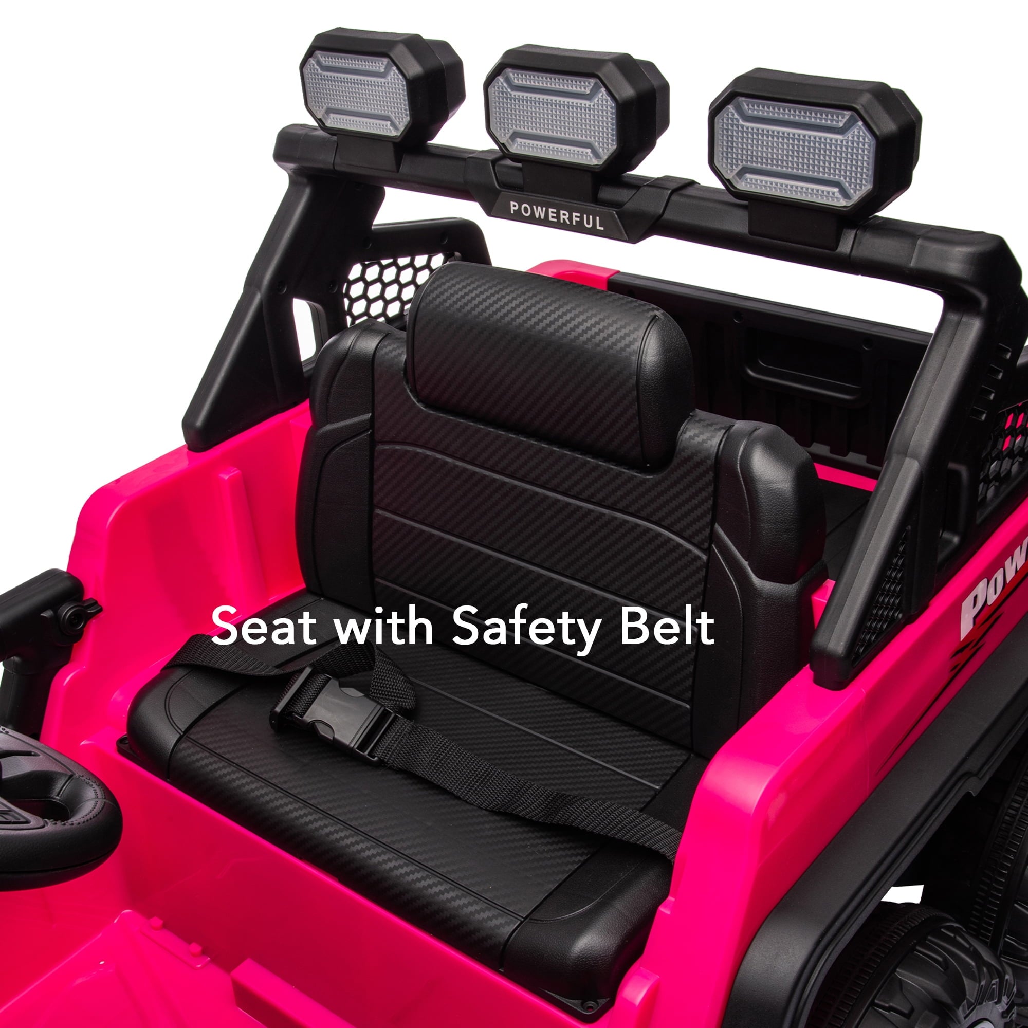 Track 7 24V Kids Ride on Pickup Truck, 4WD Ride on Car with Remote Control, Bluetooth, Rear Storage Box, LED Lights, 6- Wheels Electric Car for Boys Girls, Pink