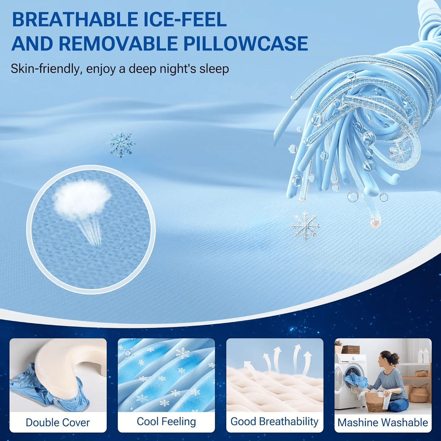 COOKCOK Side Sleeper Pillow for Adults, Ergonomic Memory Foam Pillow with Arm Hole for Neck and Shoulder Pain, Shoulder Pillow for Side Sleepers, Blue