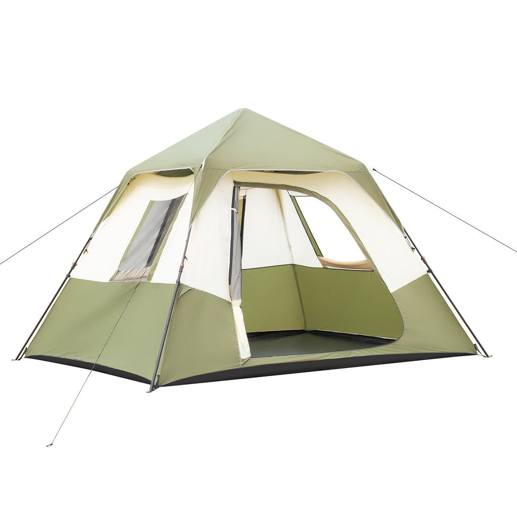 COOKCOK 6 Person Camping Tent, Setup in 60 Seconds, with Rainfly & Windproof, Tent with Carry Bag, Family Camping and Hiking, 120"L x 107.8"W x 65.9"H, Army Green & White