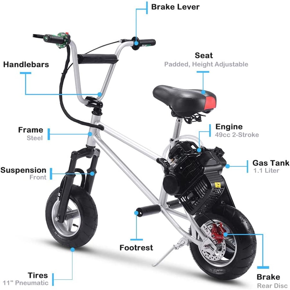 Track 7 49cc 2-Stroke Gas Dirt Bike,Max Speed 20mph,Off Road Gas Mini Motorcycle,EPA Approved Trail Mini Bike,Pull Start,Rear Disc,Adjustable Seat,Age 13+